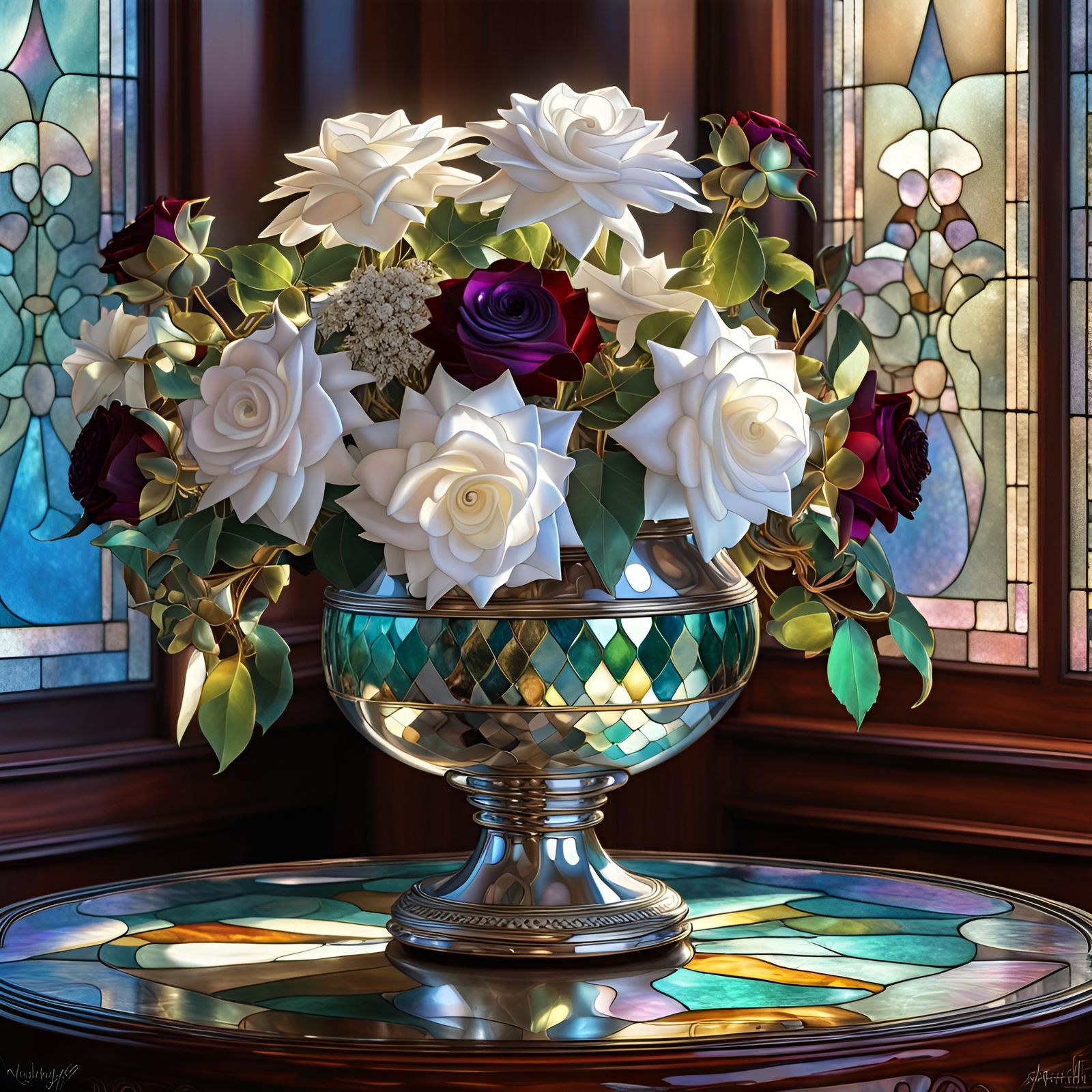 Floral Still Life with Roses and Sunlight