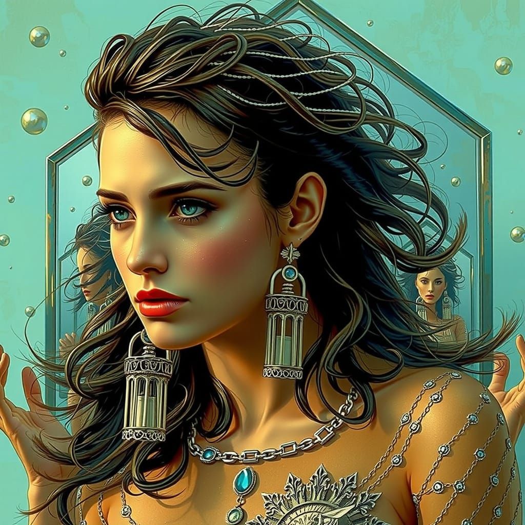 Hyperrealistic Reflections: A Mysterious Figure in Infinite ...