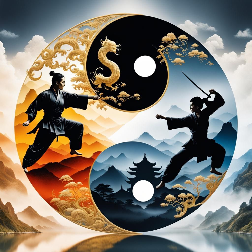 Yin and yang - female vs male warrior