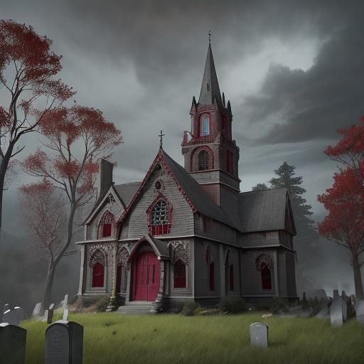 Victorian Gothic Chapel with Graveyard