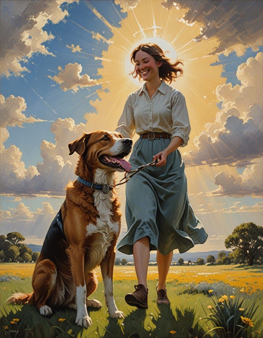 Joyful Scene in Soft Focus Oil Painting