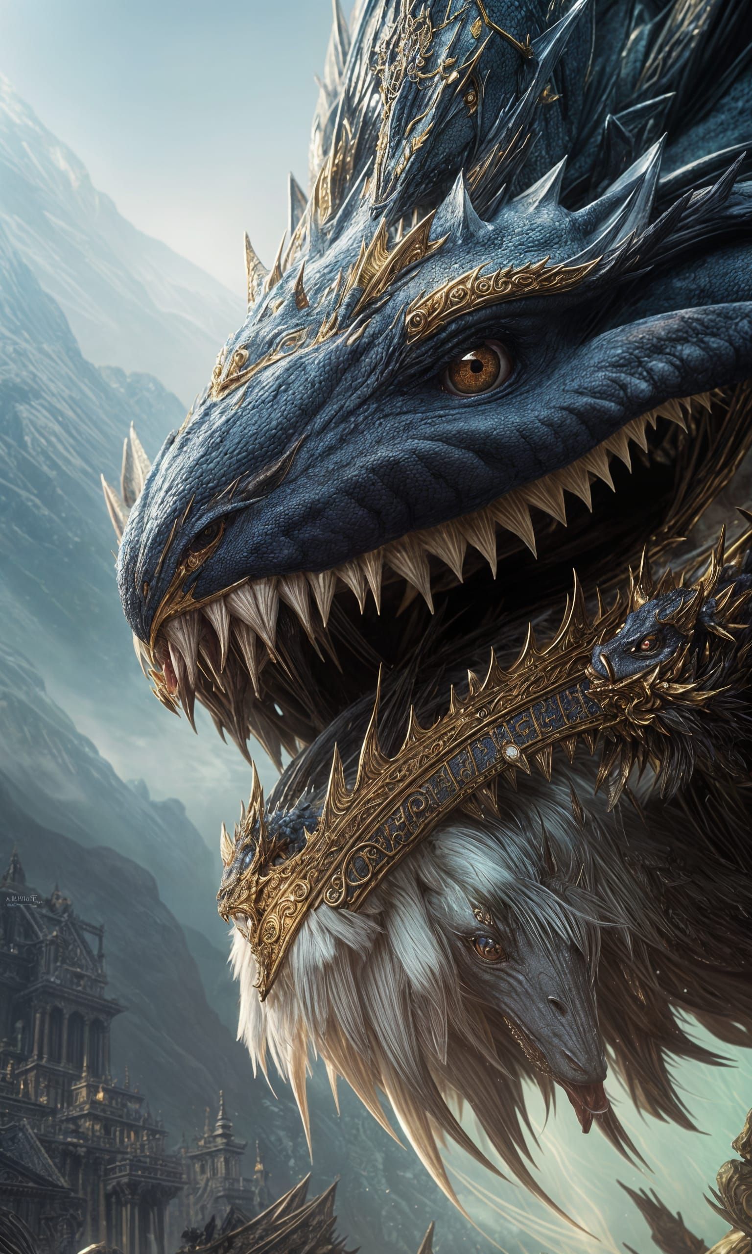 King Chicken Portrait in Hyperrealistic Dark Fantasy Style