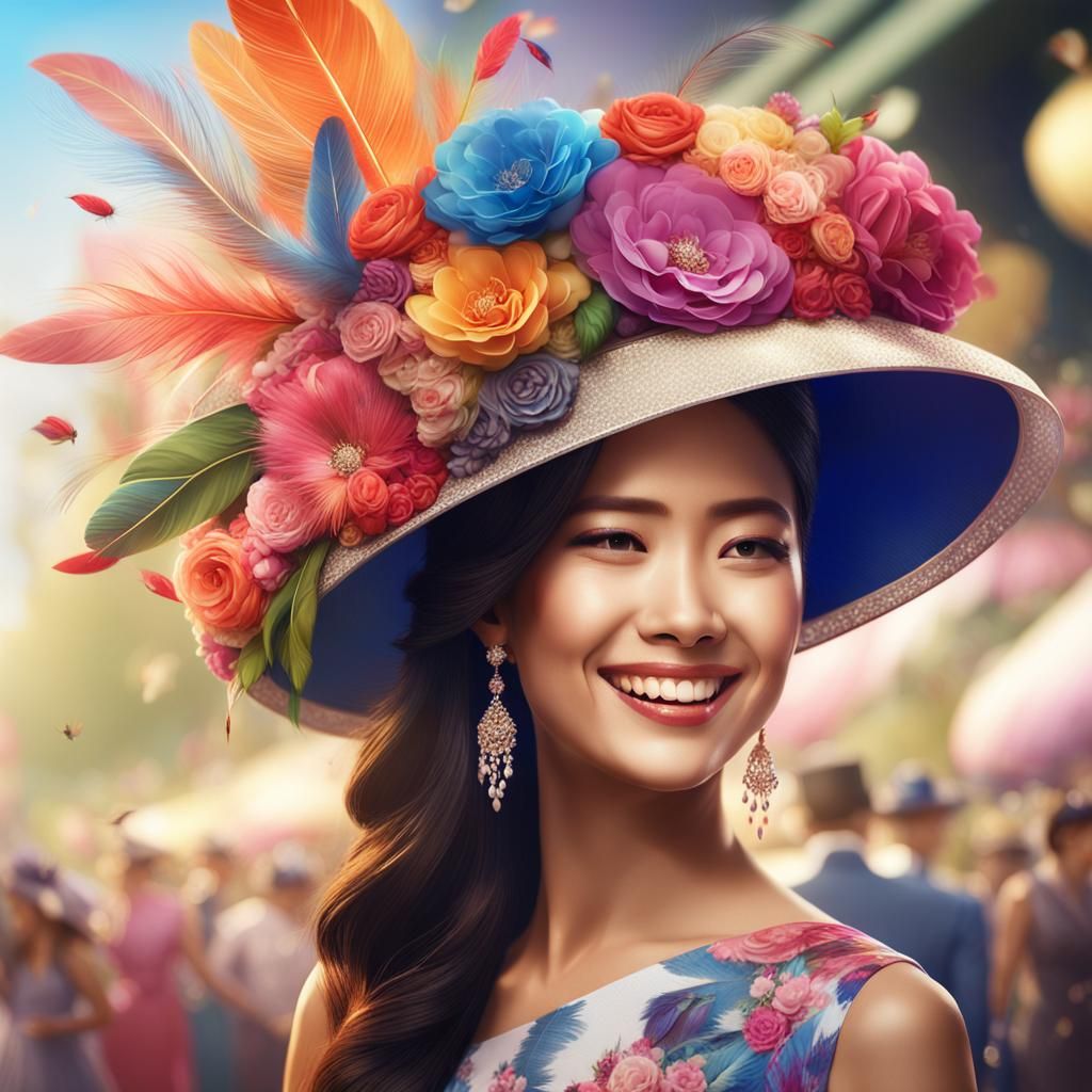 Thai Woman's Floral Fascinator at Ladies Day