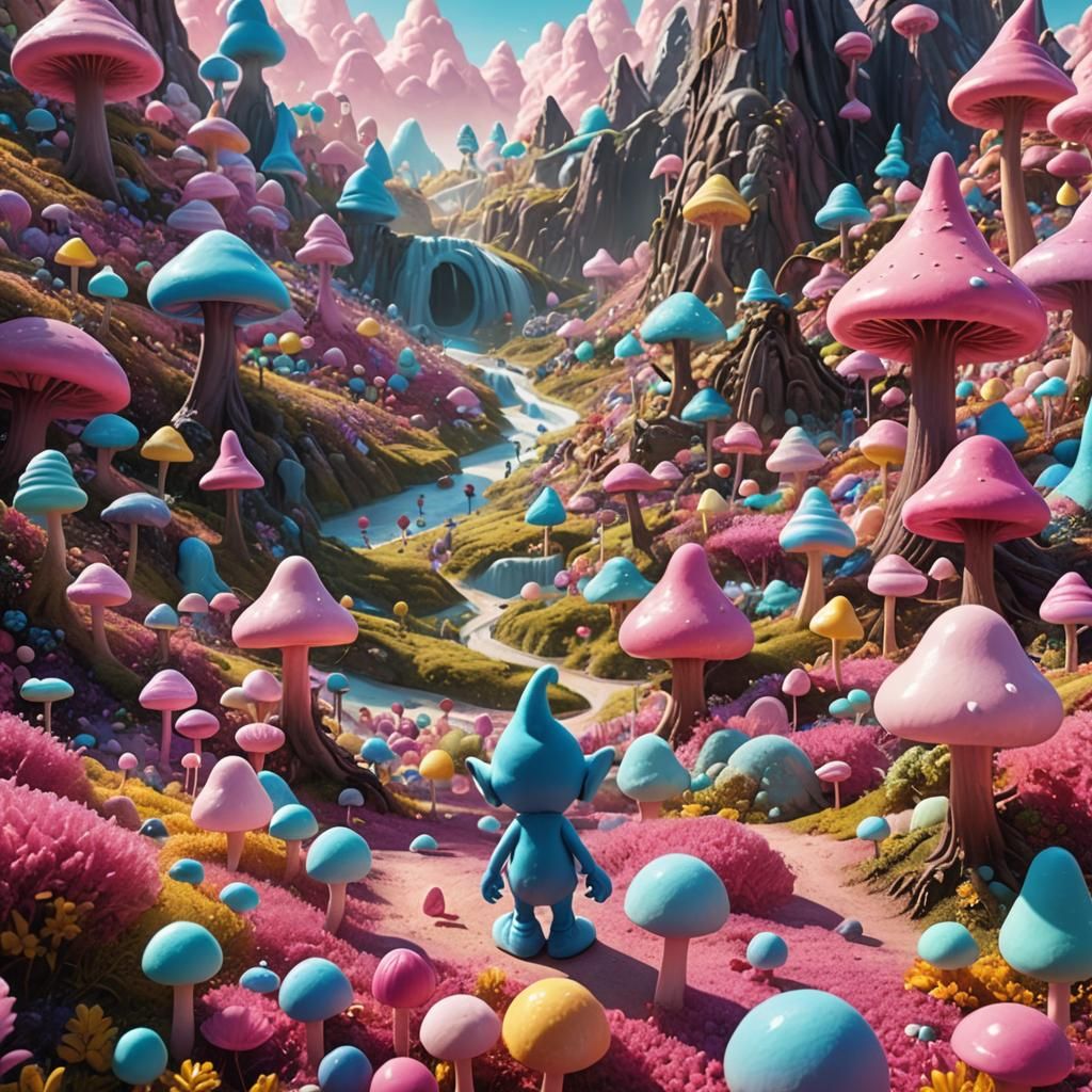 Alien Smurf in Vibrant Candy Land