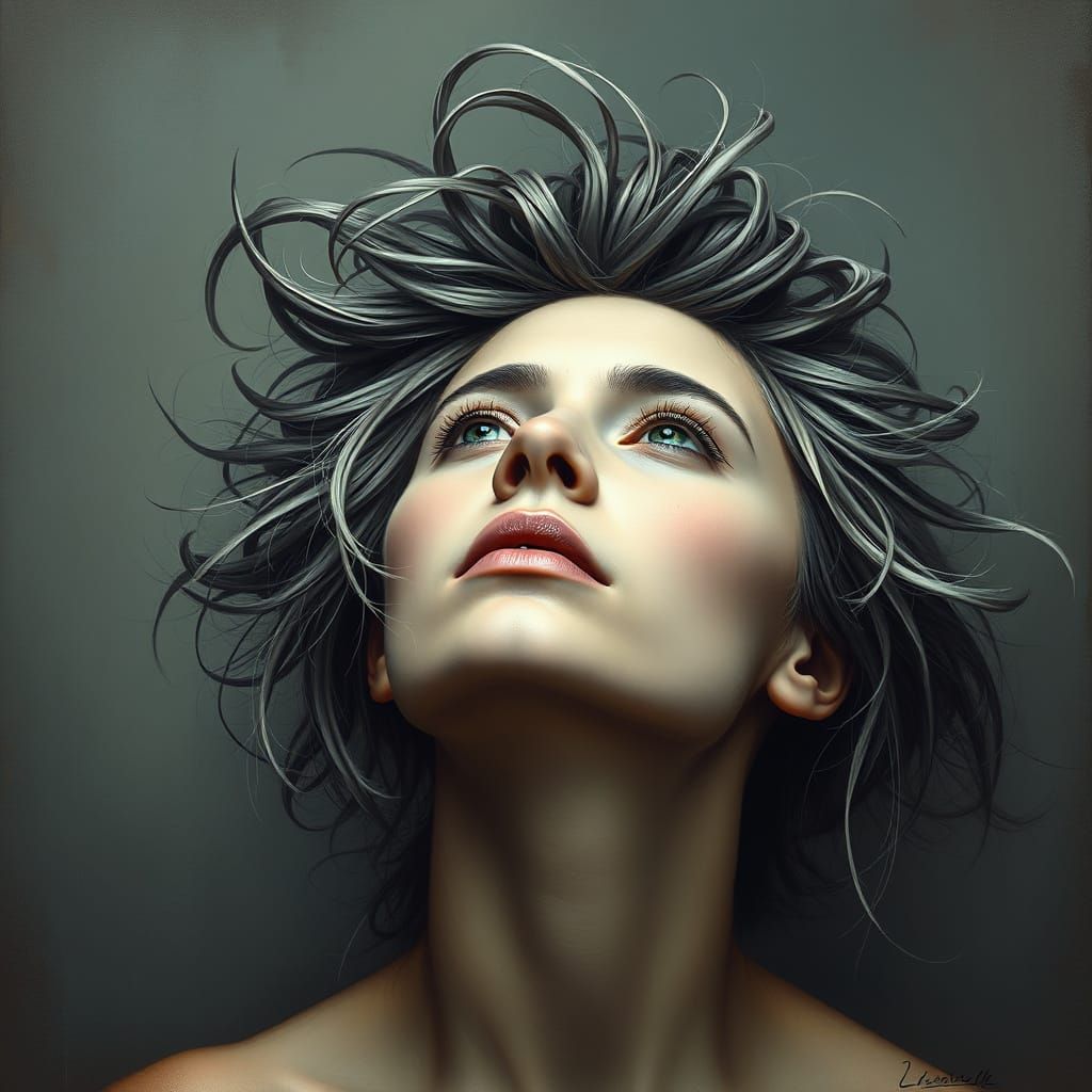 Moody Woman in Impressionist Style