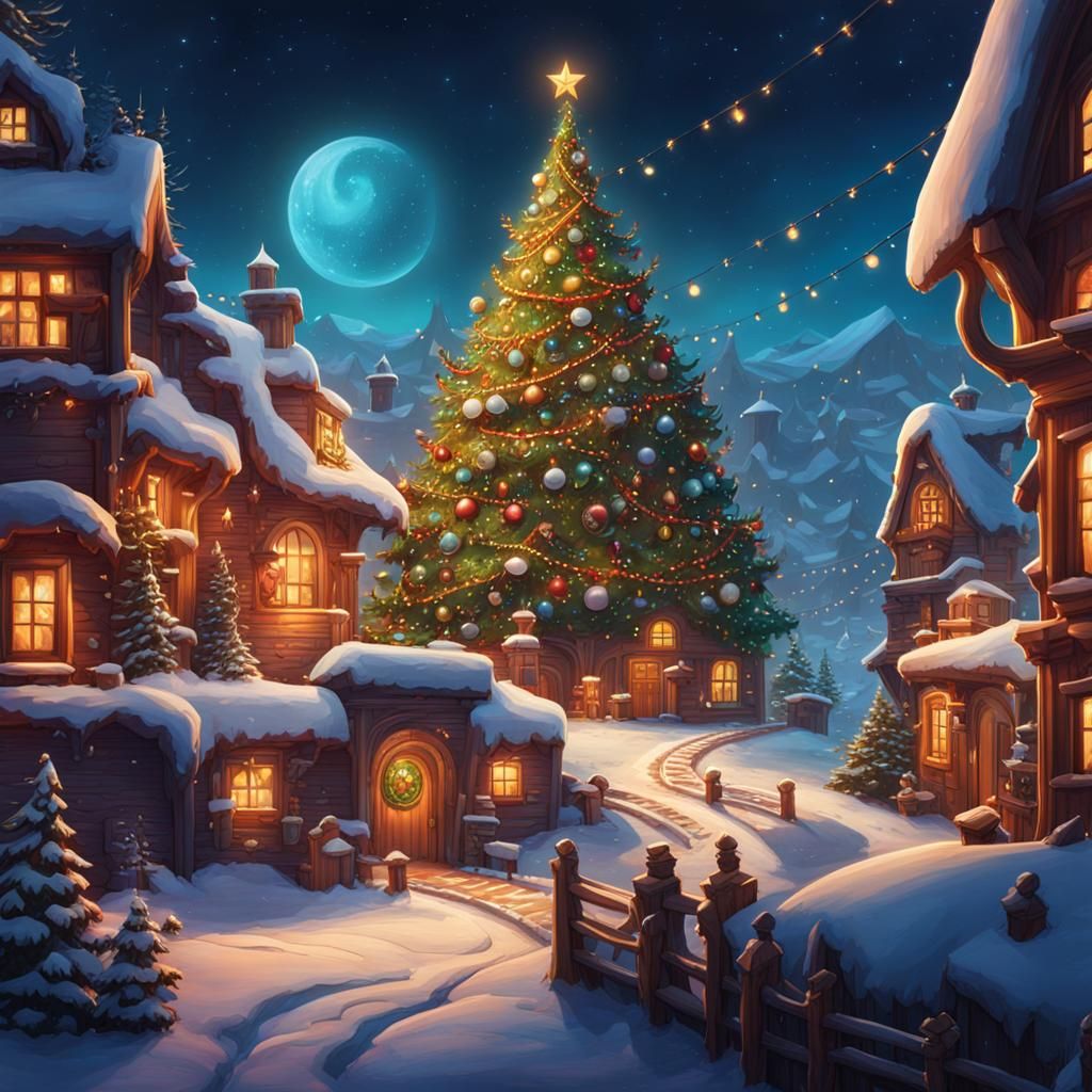 Funny Christmas Card, Hand-Illustrated Matte Painting