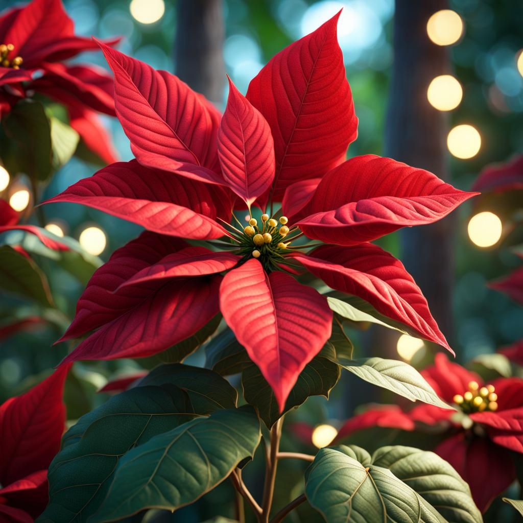 Beautiful Poinsettia Fairy in Mexican Garden