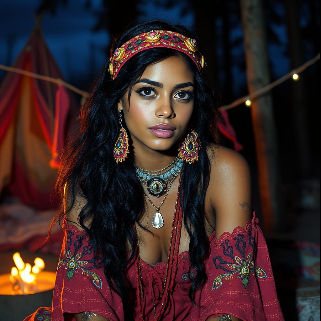 Vistani Woman in Gypsy Camp, D&D Art