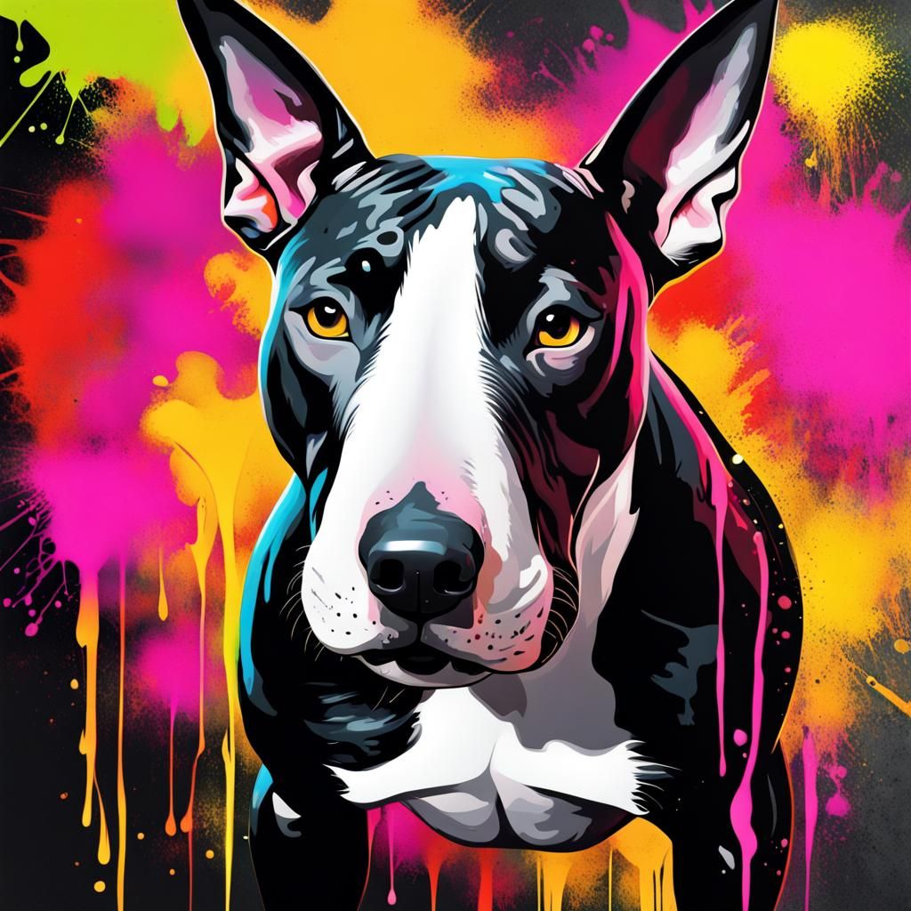 Black American Bull Terrier Graffiti Street Art