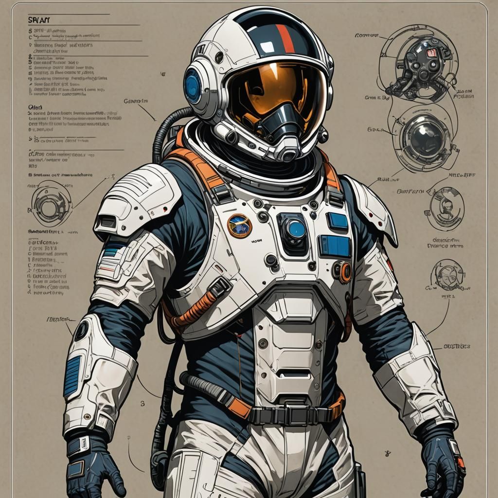 Futuristic Spacesuit Design in Comic Book Art Style