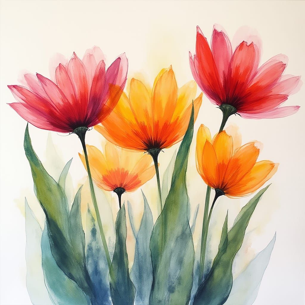 Soft Focus Abstract Watercolour Blooms