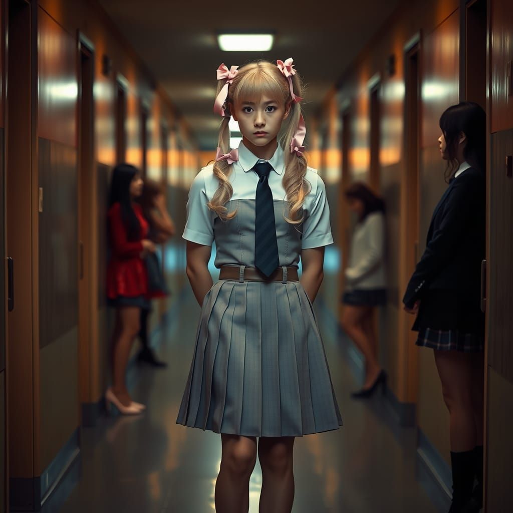 Worried Boy in School Uniform: Cinematic Film Still