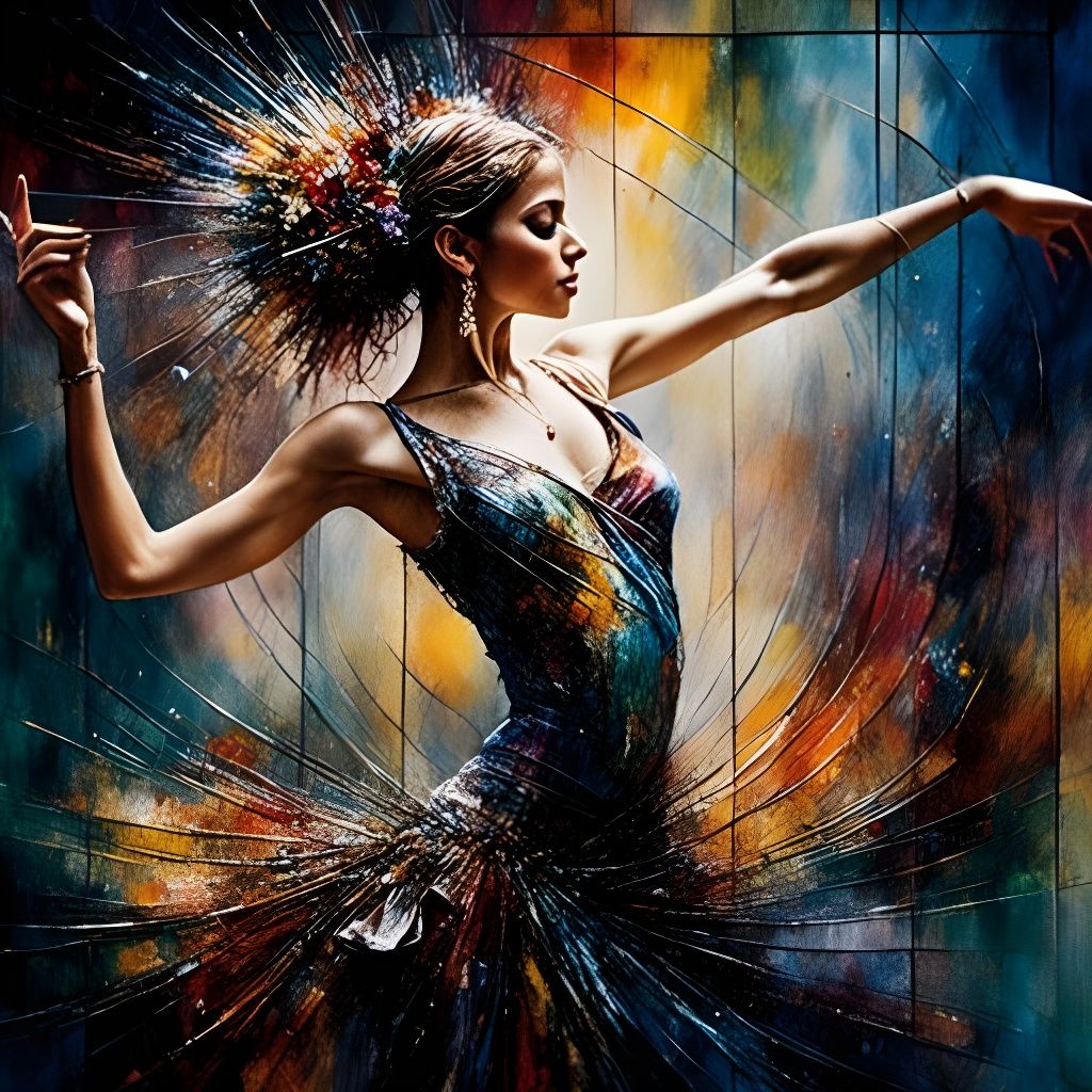 Hyperdetailed Portrait of a Dancer in Stained Glass Style