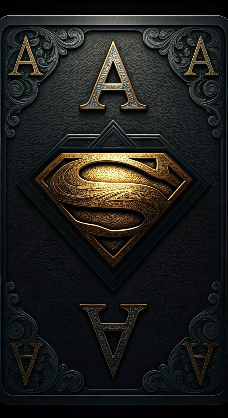 Pixelated Ace Playing Card with Intricate Superman Logo in M...