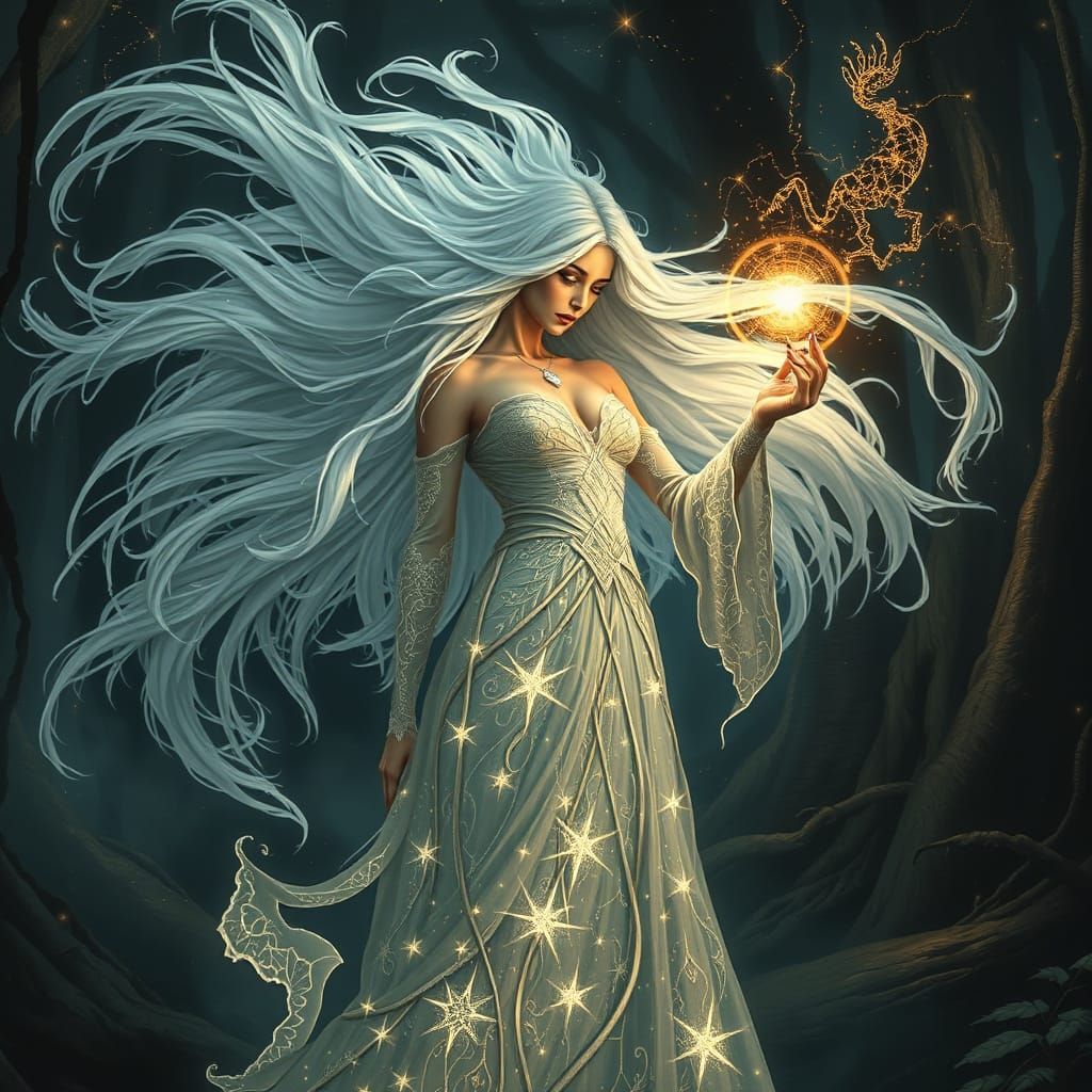 Mysterious Sorceress in a Hidden Grove