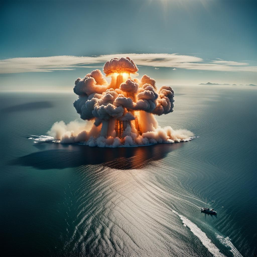 Nuclear Detonation Viewed from Helicopter: Cinematic Film St...