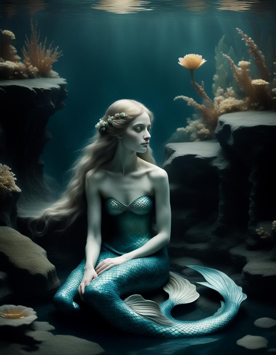 Melancholic Mermaid in Symbolist Mysticism Style