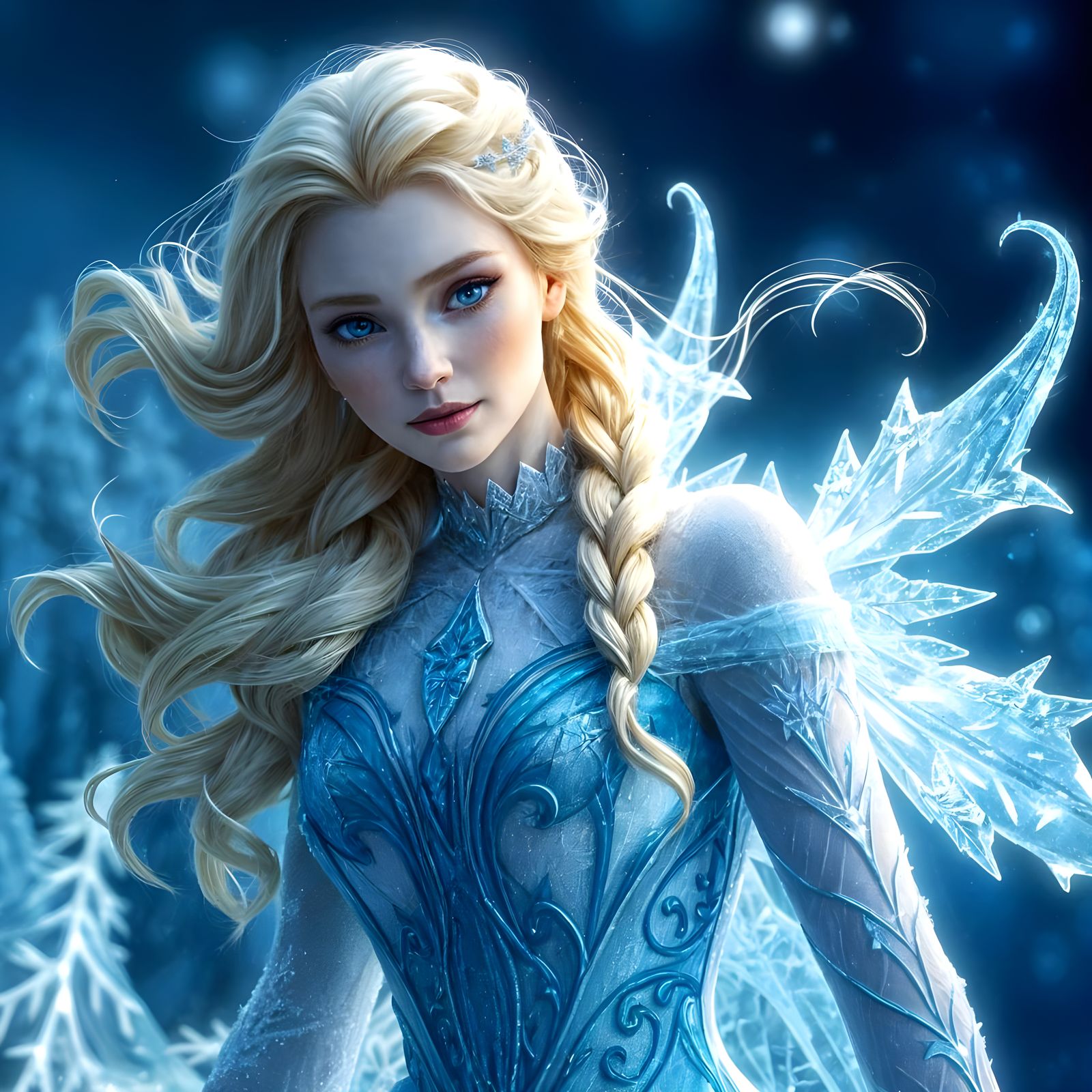 Ethereal Ice Queen Elsa in Fantasy Concept Art