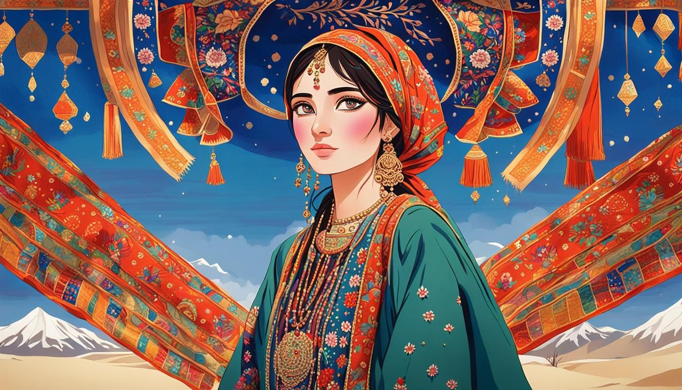 Stunning Pashtun Woman in Traditional Anime Style