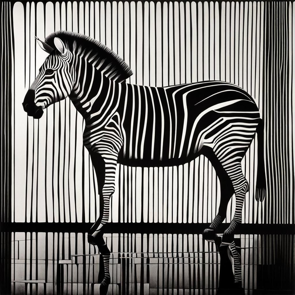 Abstract Zebra in Savanna Inspired by Geometric Art