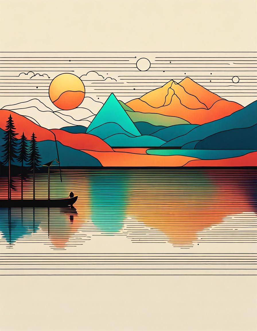 Japandi One-Line Art: Egypt and Northern Lights