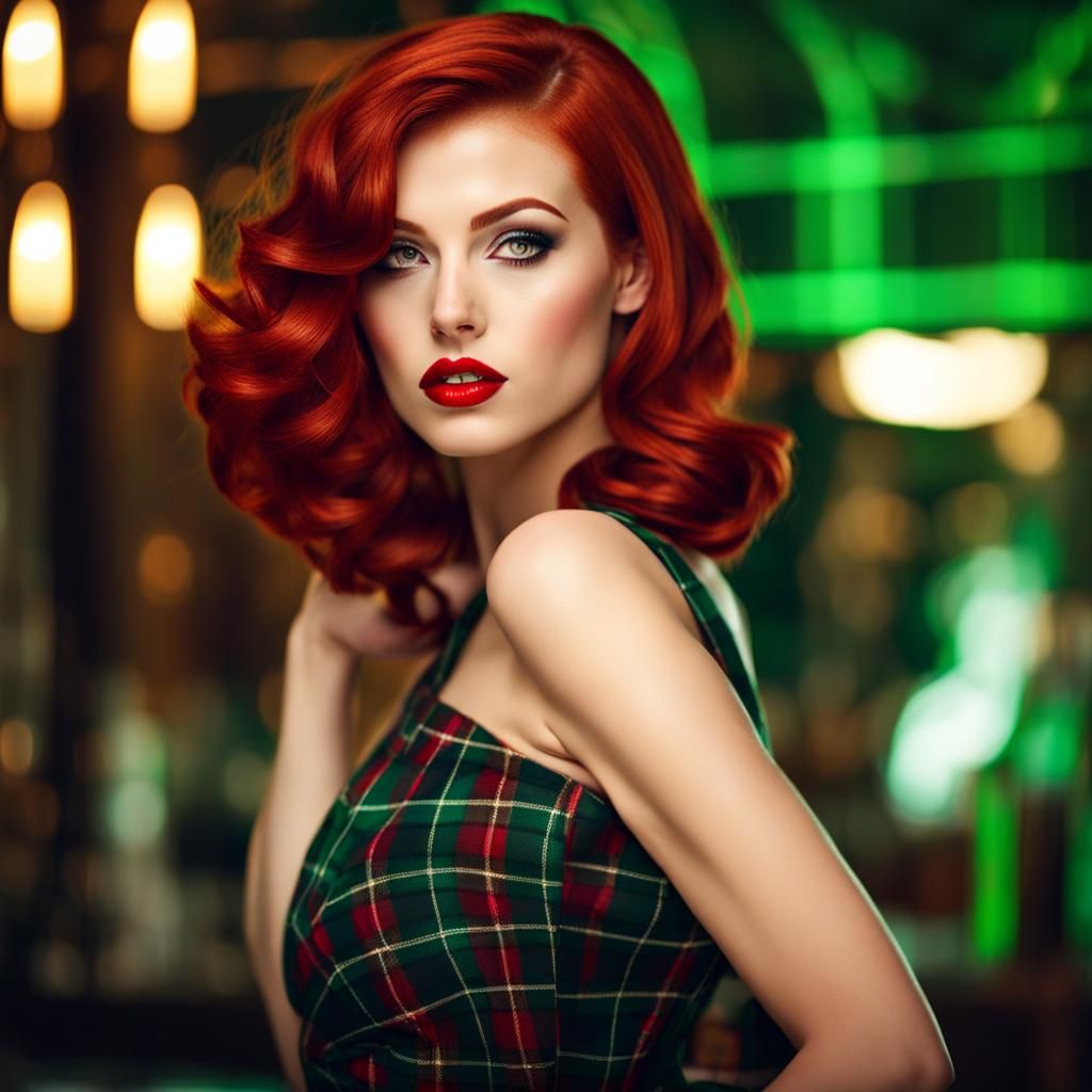 Beautiful Redhead with Green Eyes, Concept Art