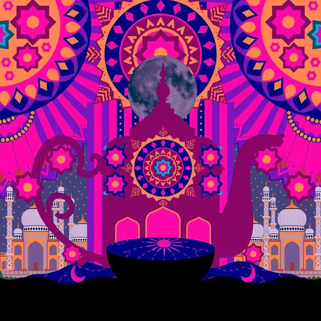 Luxurious Nighttime Landscape in Creative Logo Style