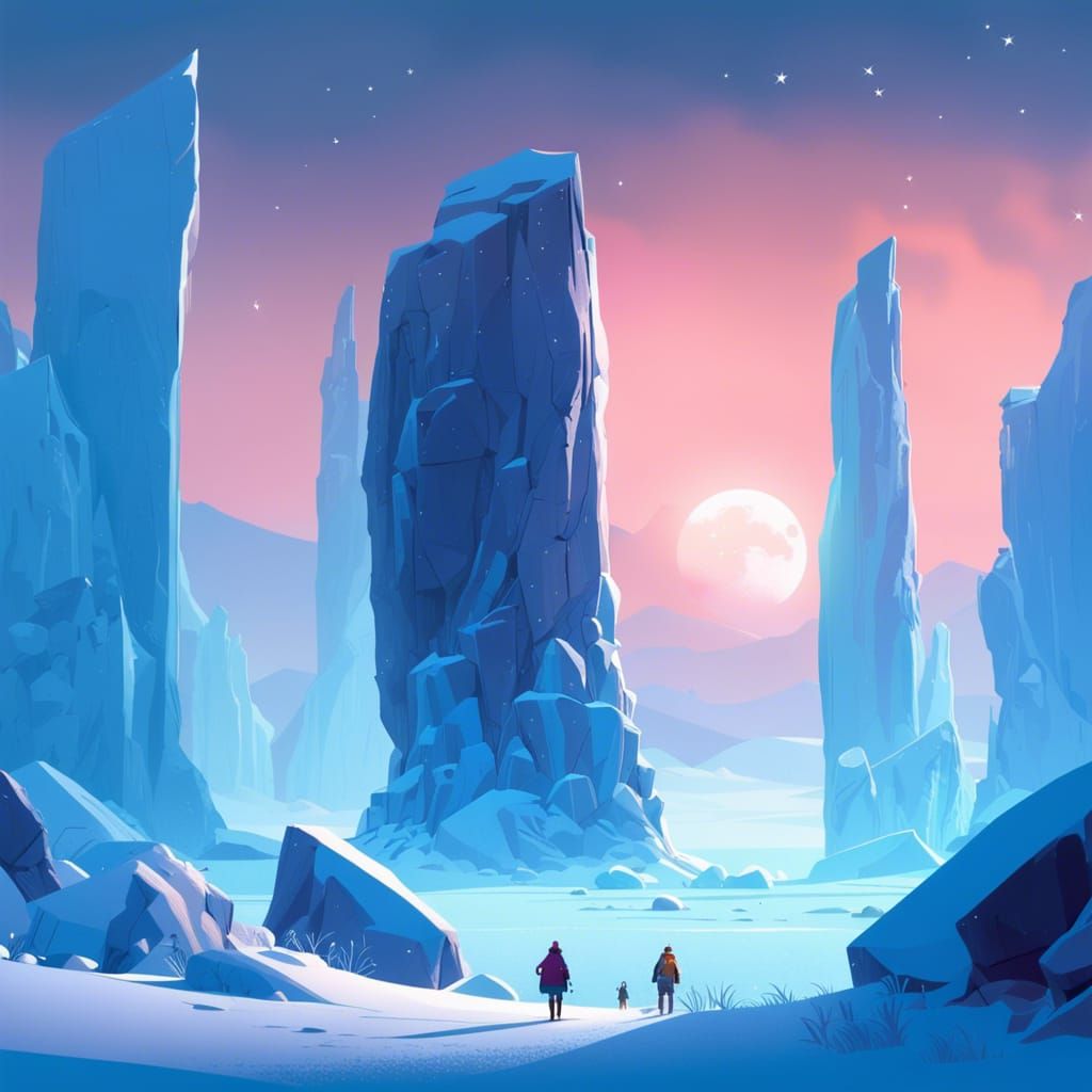 Icy Tundra Frozen Realm Monoliths in Digital Art