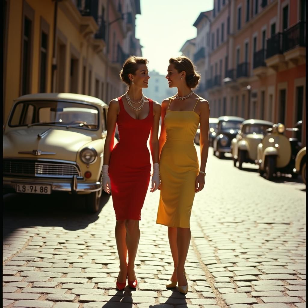 Elegant Women in Rome, 1950s Cinematic Style