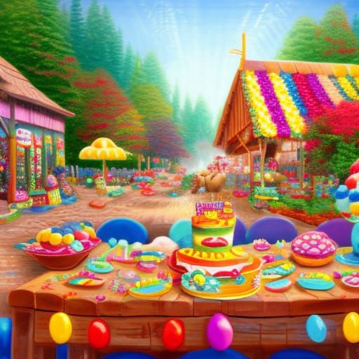Rabbit Family Feast in Candyland, Dynamic Lighting