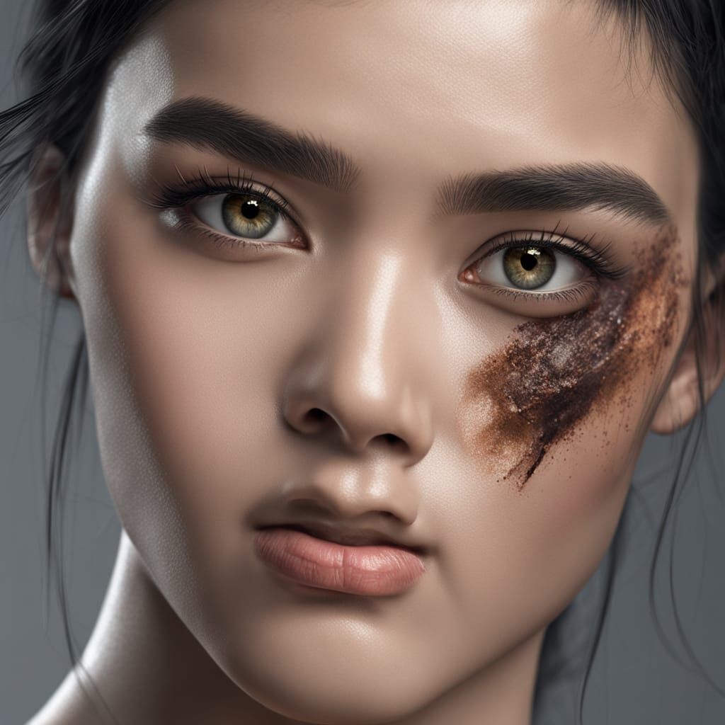 Hyper-Realistic Asian Girl with Cool Messy Hair