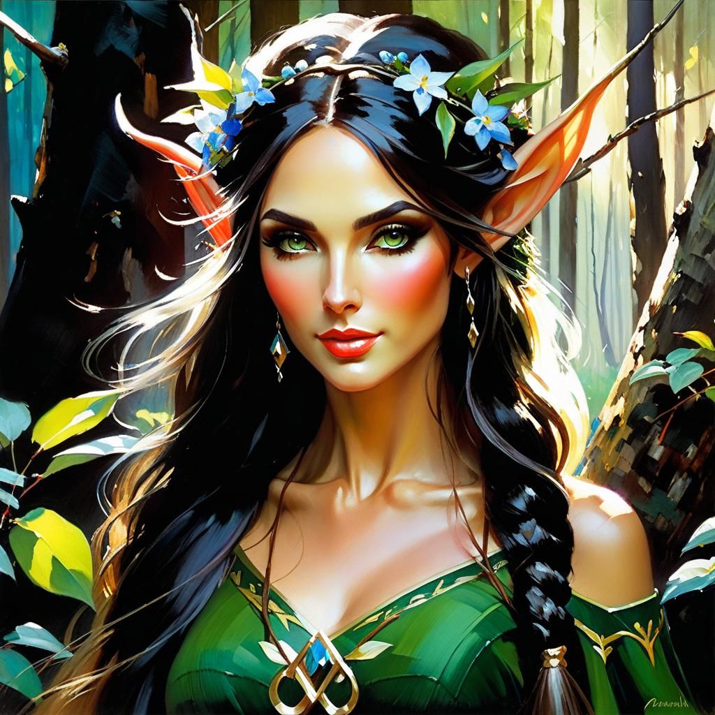 Beautiful Forest Elf Woman Portrait