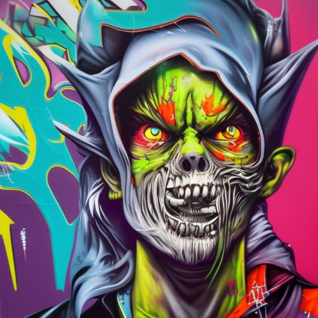 Wicked Warlock in Graffiti Art Style