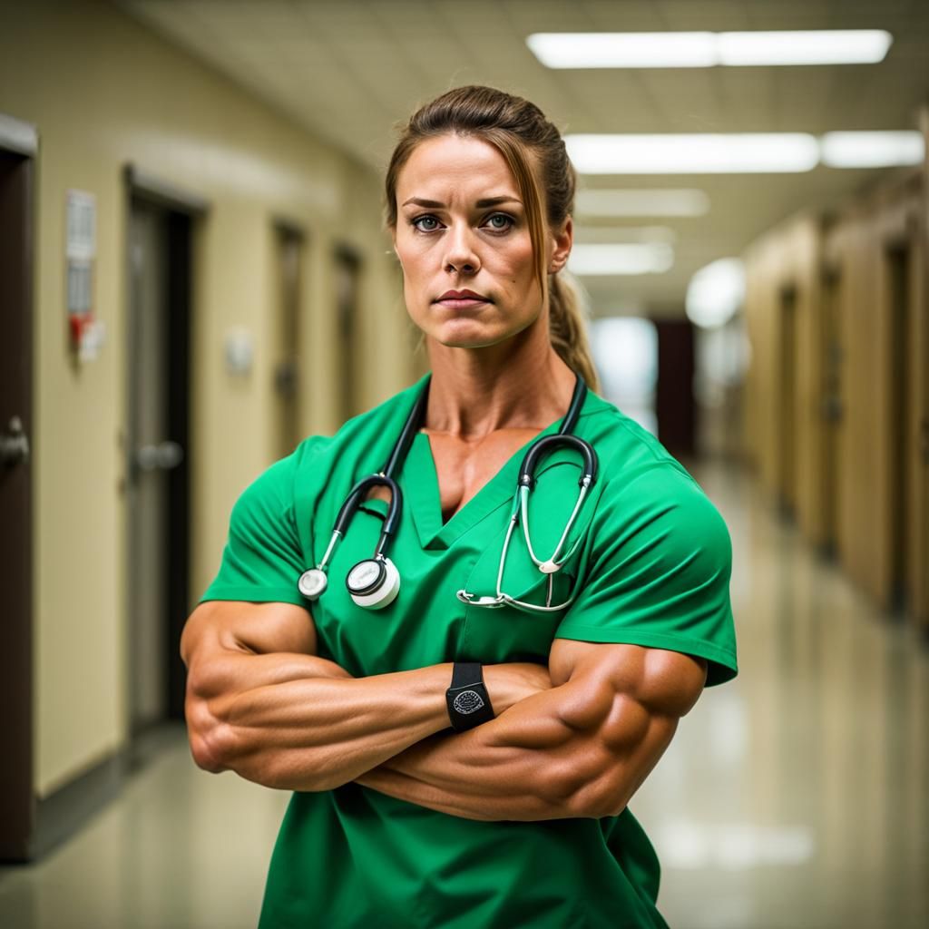 Scottish Nurse with Biceps Portrait