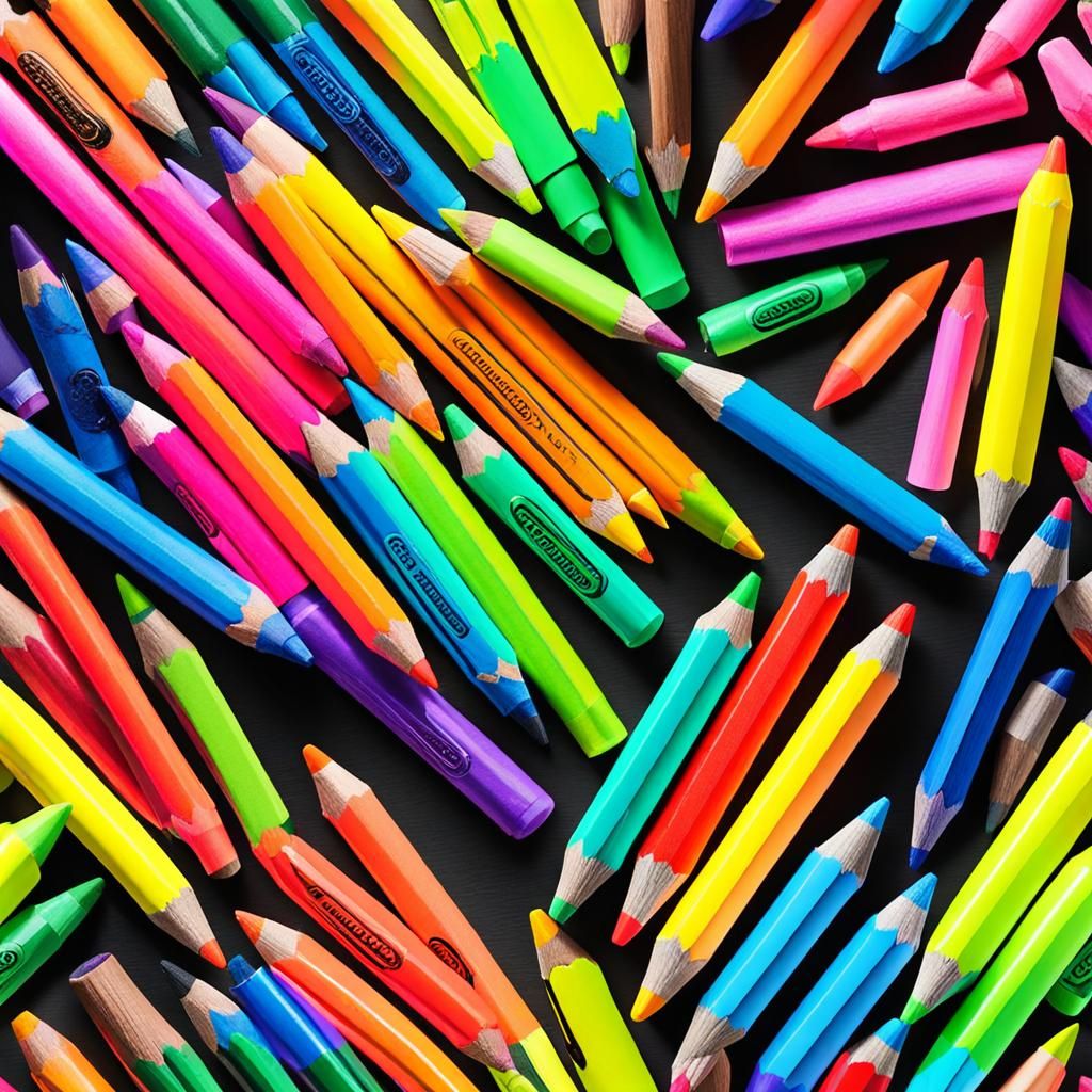 Rainbow of Neon Art Supplies