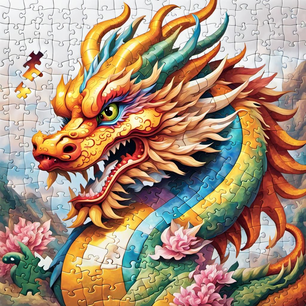 Colorful Dragon Jigsaw Puzzle Art