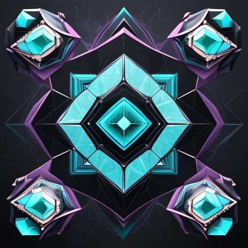 Geometric Bauhaus Art with Ice Bubbles and Pearls