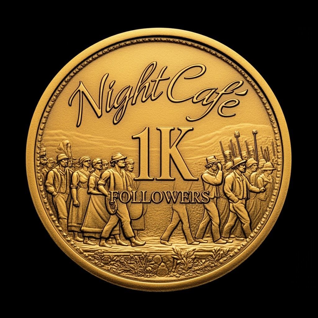 Ornate Gold Coin Celebrates NightCafe Followers