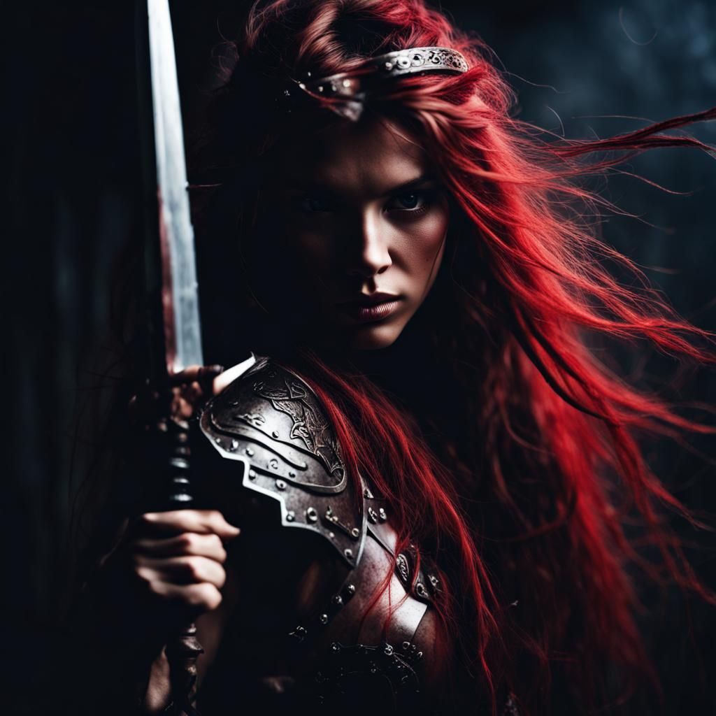 Enchanting Mysterious Rouge Girl Ready for Battle