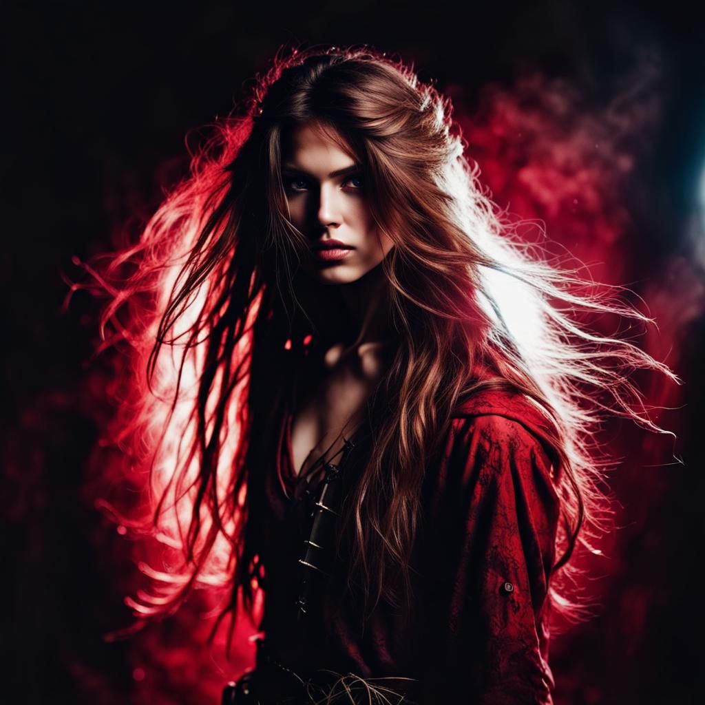 Enchanting Mysterious Rouge Girl Ready for Battle