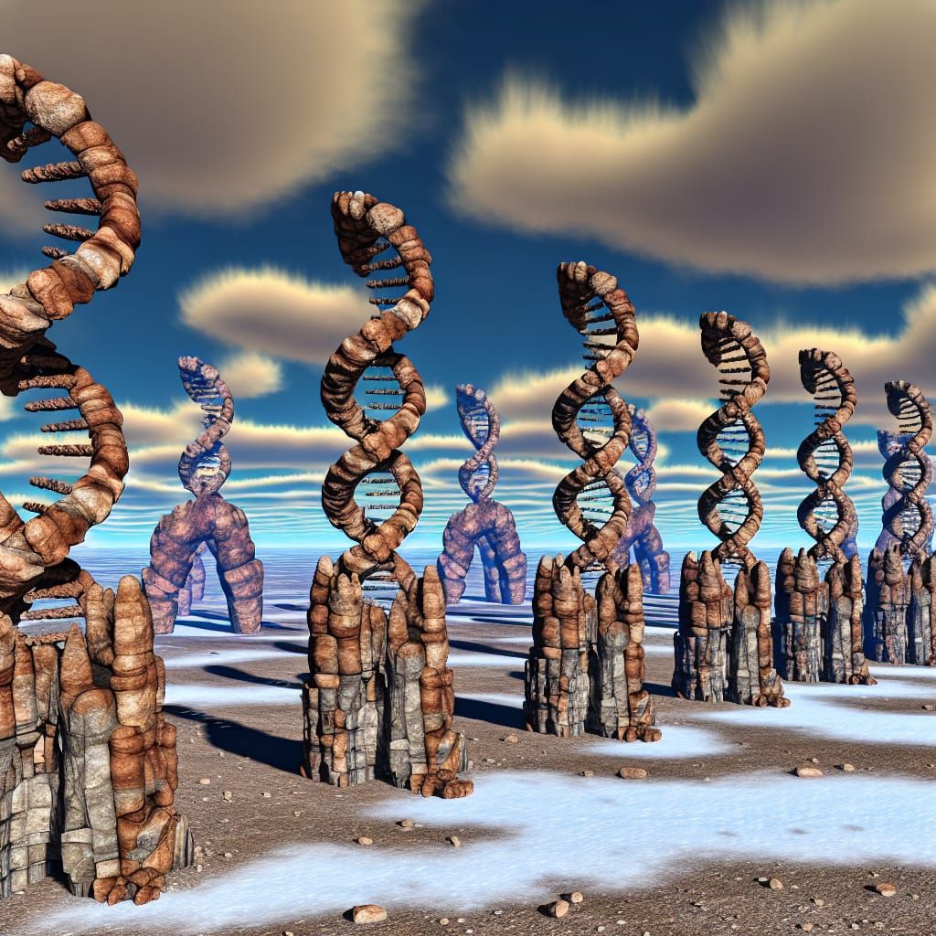 Rocky DNA Double Helix Formations in Arctic Landscape