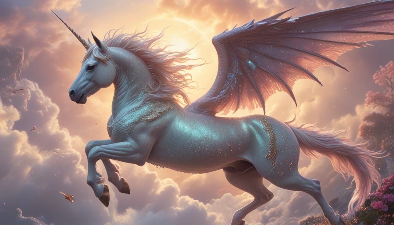 Ethereal Unicorn, Gargoyle, and Dragon Fantasy