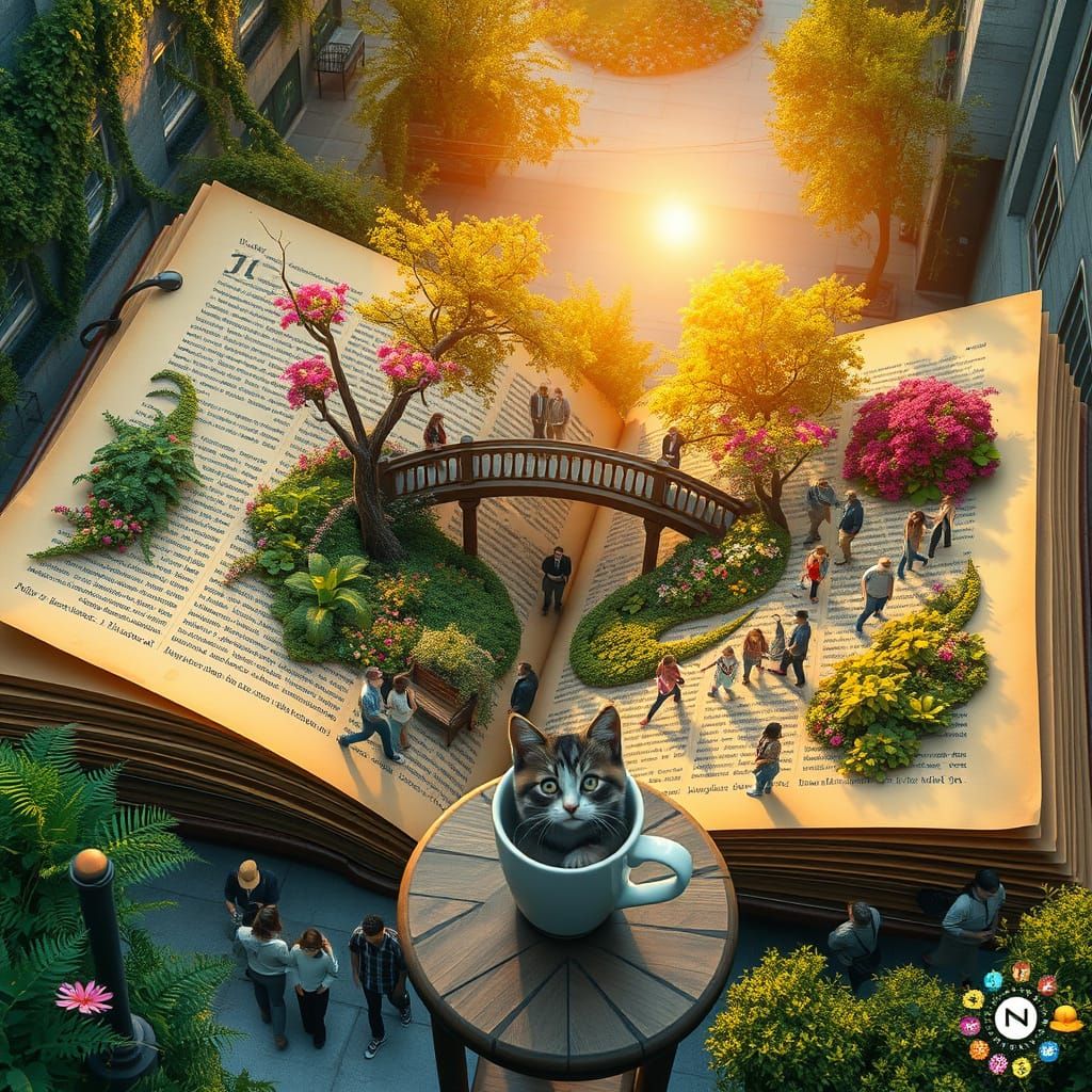 Gigantic Book Unfolds into Vibrant Urban Oasis