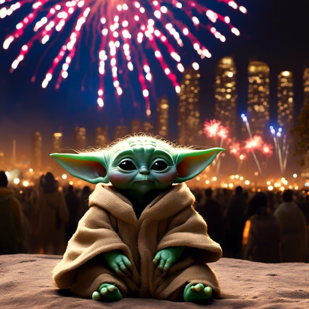 Baby Yoda Celebrates New Year's Eve