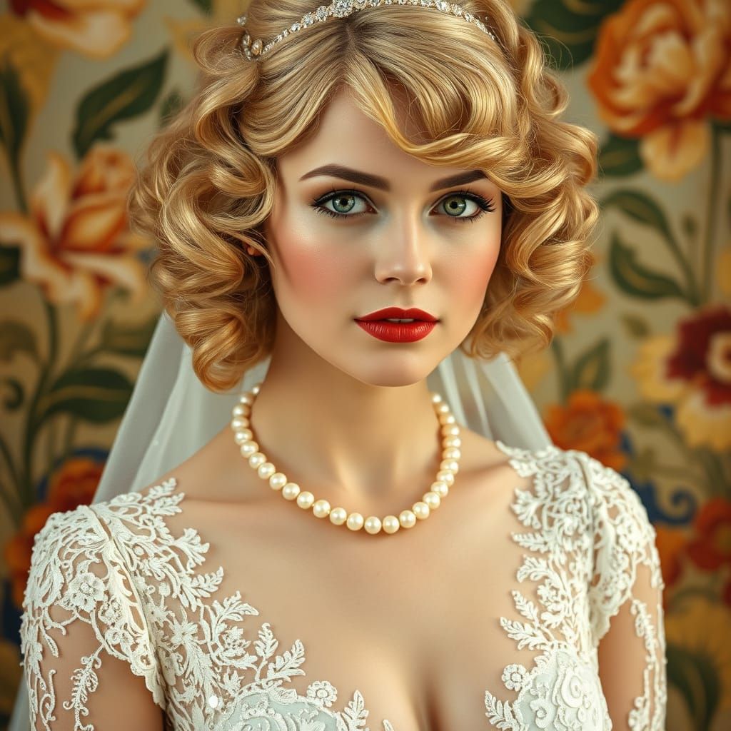 Flapper Bride in Art Nouveau Style