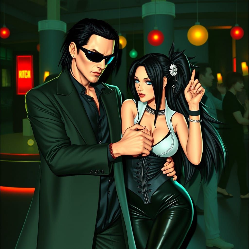 Neo and Tifa Unite in a Neon Nightclub Dance