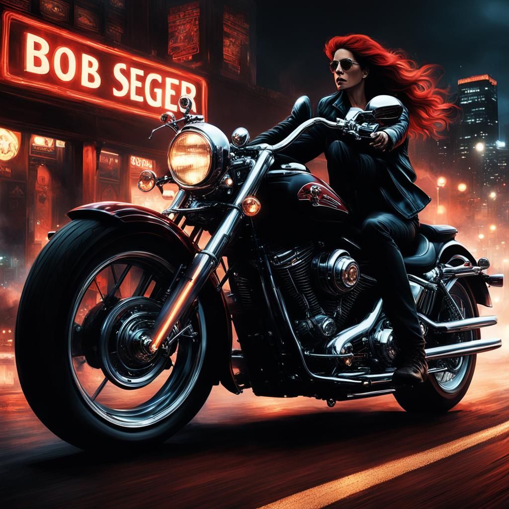 Night Motorcycle Ride: Cinematic Digital Matte Painting