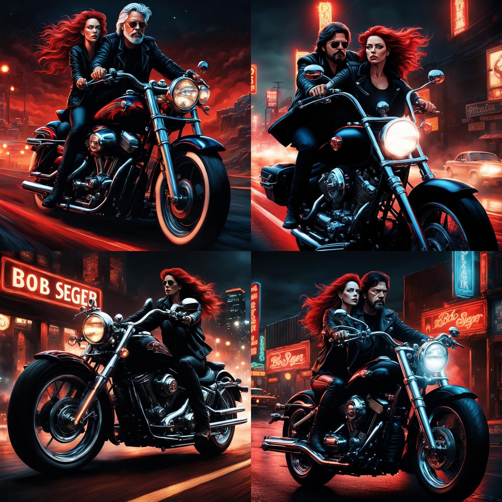 Motorcycle Night Ride: Cinematic Digital Matte Painting
