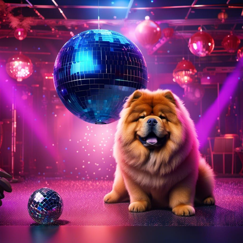 Chow-Chow at Disco Party: Digital Matte Painting