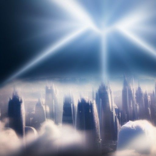 Futuristic City in the Clouds with Divine Light